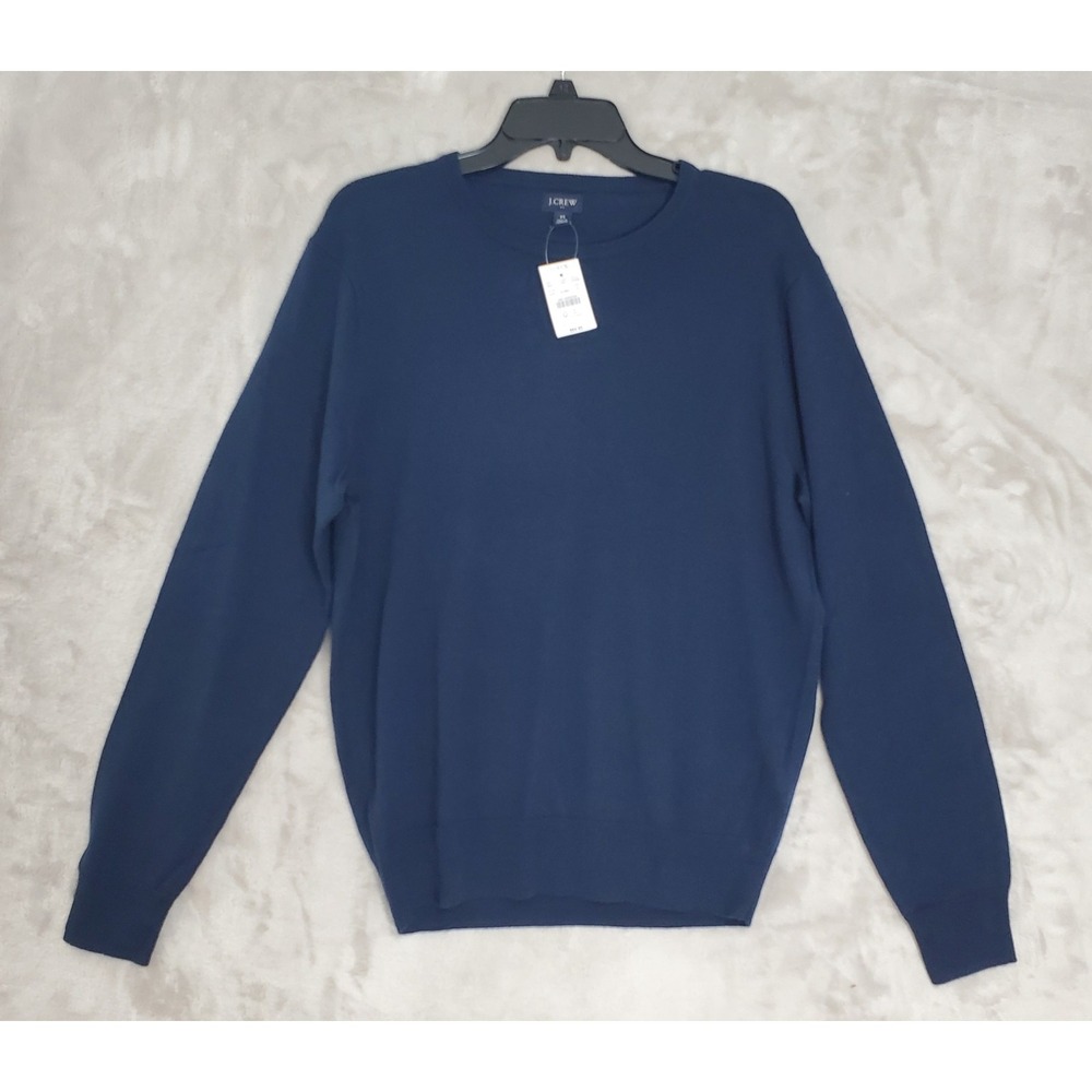 J.Crew Sweater Mens M Merino Wool Blend Navy Blue Pullover Lightweight NWT